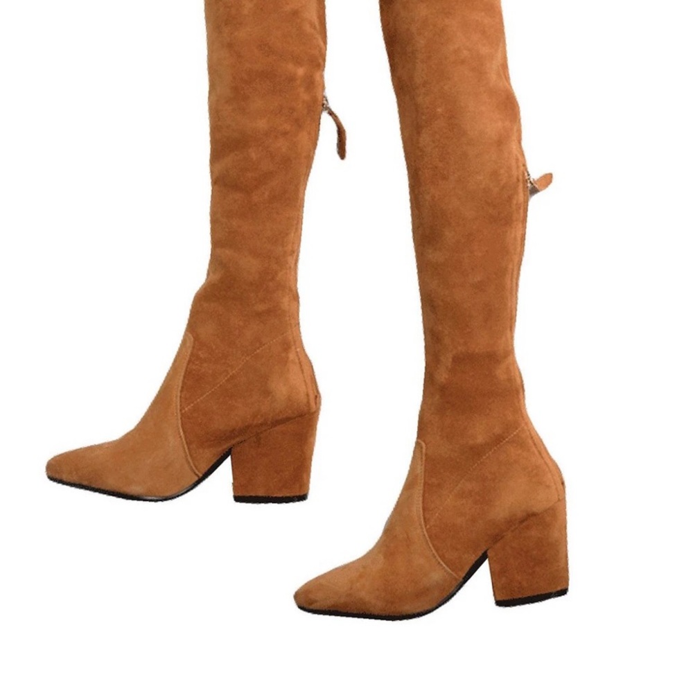 Goodnight Macaroon Marlo Over the Knee Brown Boots 6